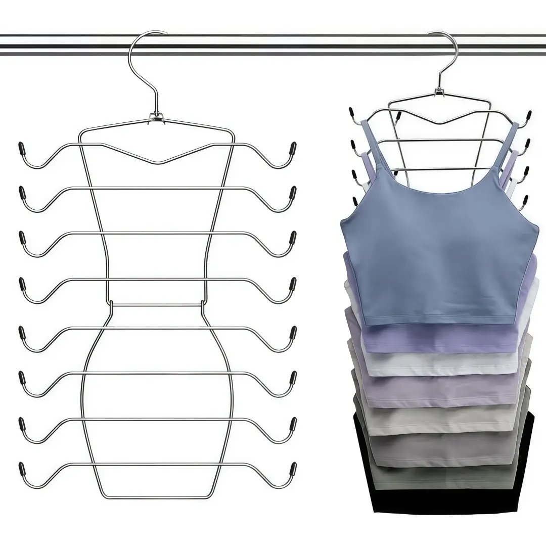LMMAKE 1PC/2PCS Bra & Tank Top Hanger, Sturdy Metal Space-Saving Sports Bra Storage Holder, Closet Organizer Holds Multiple Bras & Tank Tops Neatly to Save Wardrobe Space