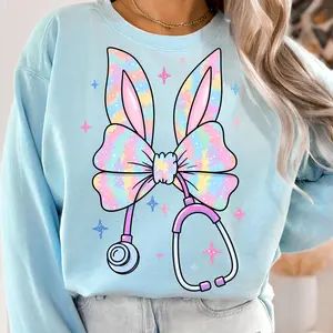 Nurse Easter Sweatshirt, Coquette Nurse Easter Sweatshirt, Easter Day Crewneck, Nursing Student Gift, Stethoscope Sweater, Gift For Her