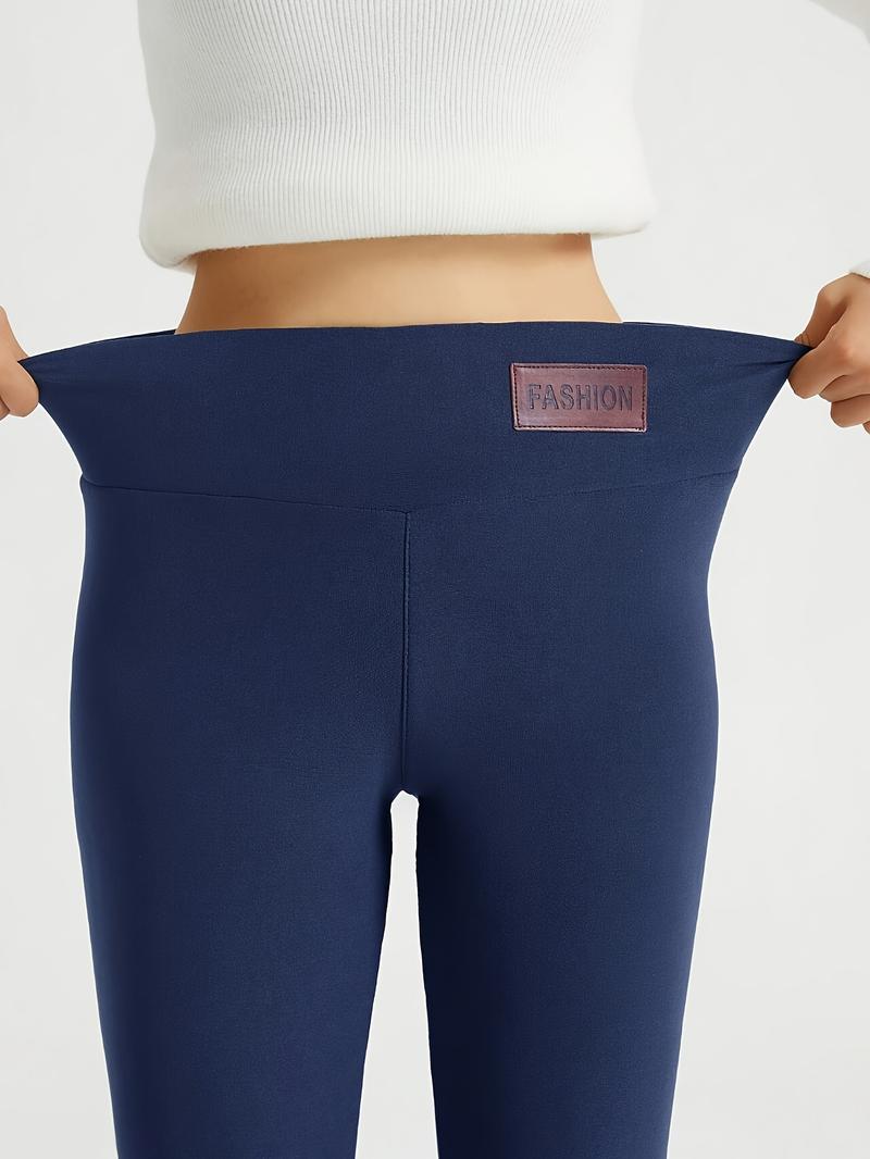 High Waist Women’s Winter Warm Thick Leggings - Full Length Solid Black/Dark Blue/Navy/Grey/Charcoal - High Waist Stretch Workout Pants  Gym Yoga Pants - Machine Washable Thermal Leggings  Soft high-elastic woman fleece-lined high-waisted