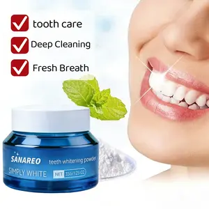 Teeth Whitening Powder | 6 Month Supply | Removes Stains | Fresh Breath | No Sensitivity | Refreshing Mint Flavor | 1.23Oz Glass Jar