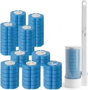 Disposable Toilet Brush with 18/36 Wand Cleaner Refills, Wall Mounted Toilet Bowl Brush Holder Set, Bathroom Cleaning System for Sink Bathtub Wash Basin starter kit Wall-Mounted