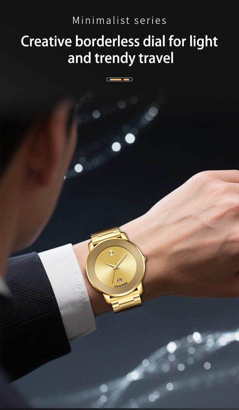 Luxury business quartz watches for ladies and gentlemen, featuring solid stainless steel straps, calendar function, and water resistance. With a minimalist design, they are elegant and durable, suitable for daily wear.