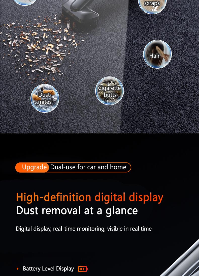 Vehicle and home wireless handheld vacuum cleaner, 2-in-1 car vacuum and blower, high power and strong suction, compact and mini handheld car interior cleaning machine, wet and dry car vacuum cleaner.