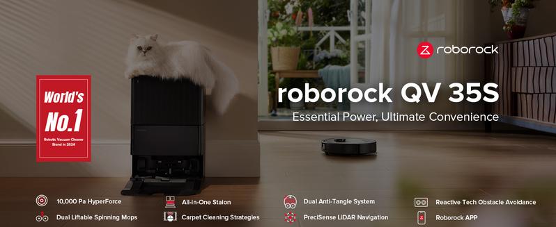 Roborock Qrevo Series Robot Vacuum and Mop, 10,000Pa suction, Self-Drying, Auto Mop Washing, Self-Emptying & Refilling, 10mm Mop Lifting, Smart Obstacle Avoidance (QV 35S) #TikTokShopJumpstartSale
