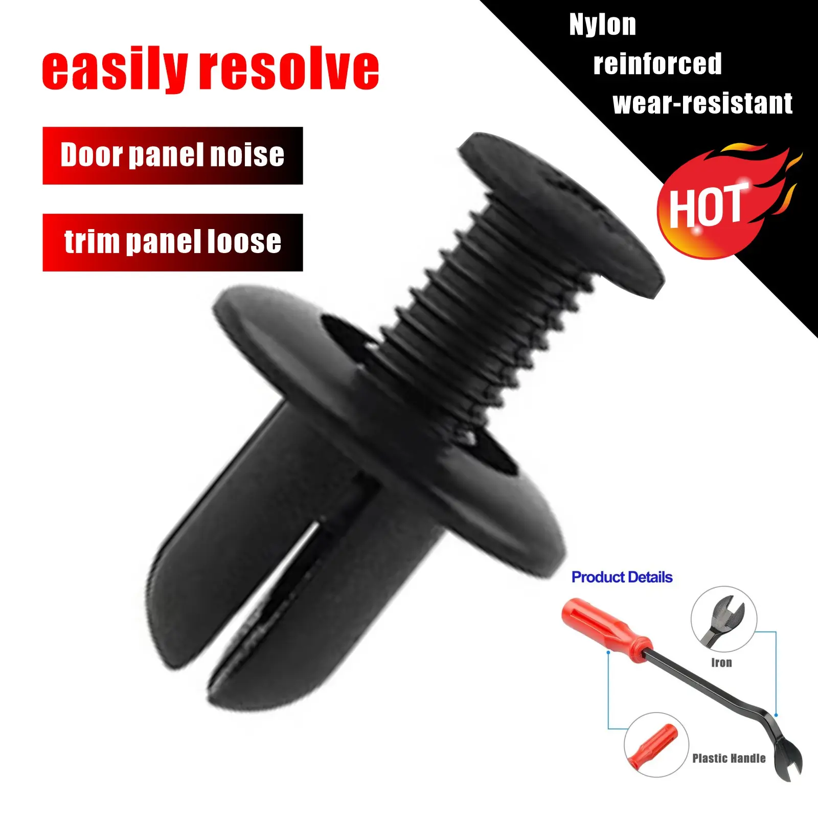 200pcs Durable Plastic Rivet Fasteners Car Clamps Kit, Vehicle Replacement Accessories with Quick-Install Screws & Industrial Nuts, Fits Many Car Models & Interiors (for Interior, Exterior, Trunk, Bumpers, Fenders), Car Accessories, Car Stuff