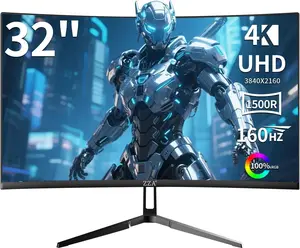 ZZA 32 Inch Gaming Monitor 160Hz,Curved Monitor 4K UHD(3840 * 2160P) VA Screen, 1500R Curved, Computer Moniter, Supports AMD Freesync, 120% Srgb, Built-In Wall Mountable Installs(Hdmi 2.1/DP 1.4)