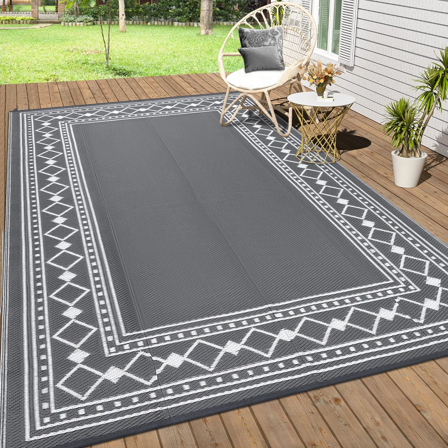 Outdoor Rugs Waterproof Patio Rug Mat Reversible Plastic Straw Outside Rug Carpet Outdoor Rugs for RV Camping Picnic Beach Balcony Porch Deck