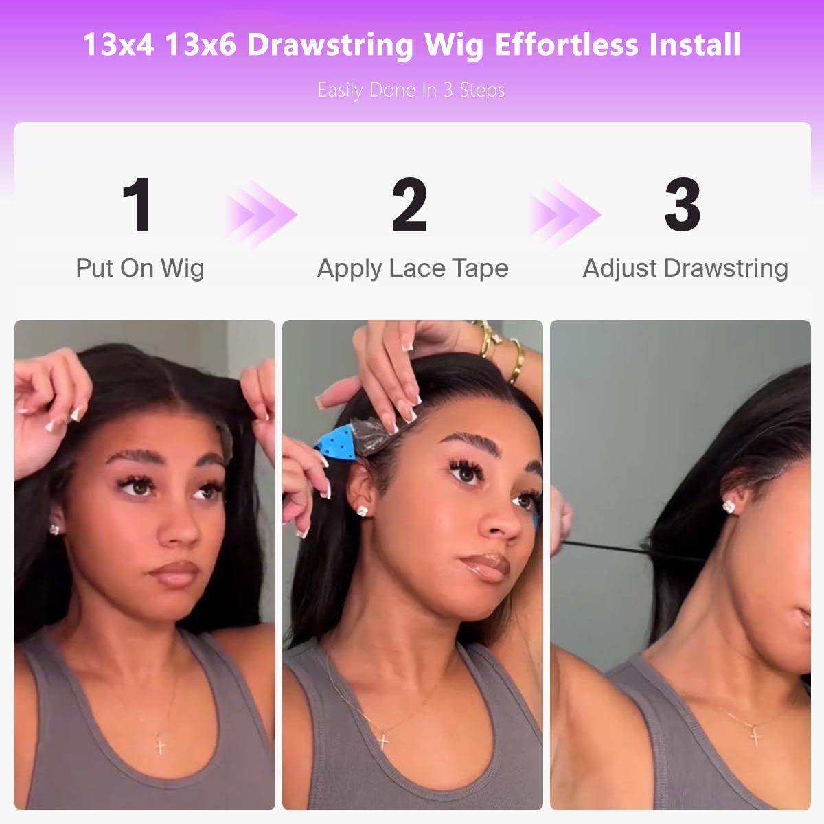 Bling Hair Glueless Wigs Human Hair Pre Plucked Pre Cut 7x5 Glueless 16-34 Inch Body Wave 13x4/6 Drawstring Human Hair 180% Put on And Go Glueless Wig For Black Women