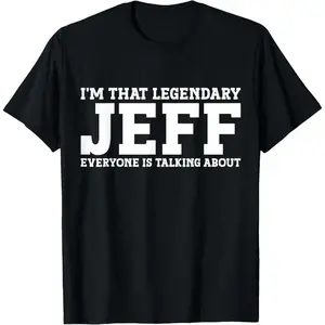 Women's Oversized Short-Sleeve Jeff Personal Name Funny T-Shirt - Unisex, Relaxed Fit, Breathable Fabric, Made in USA