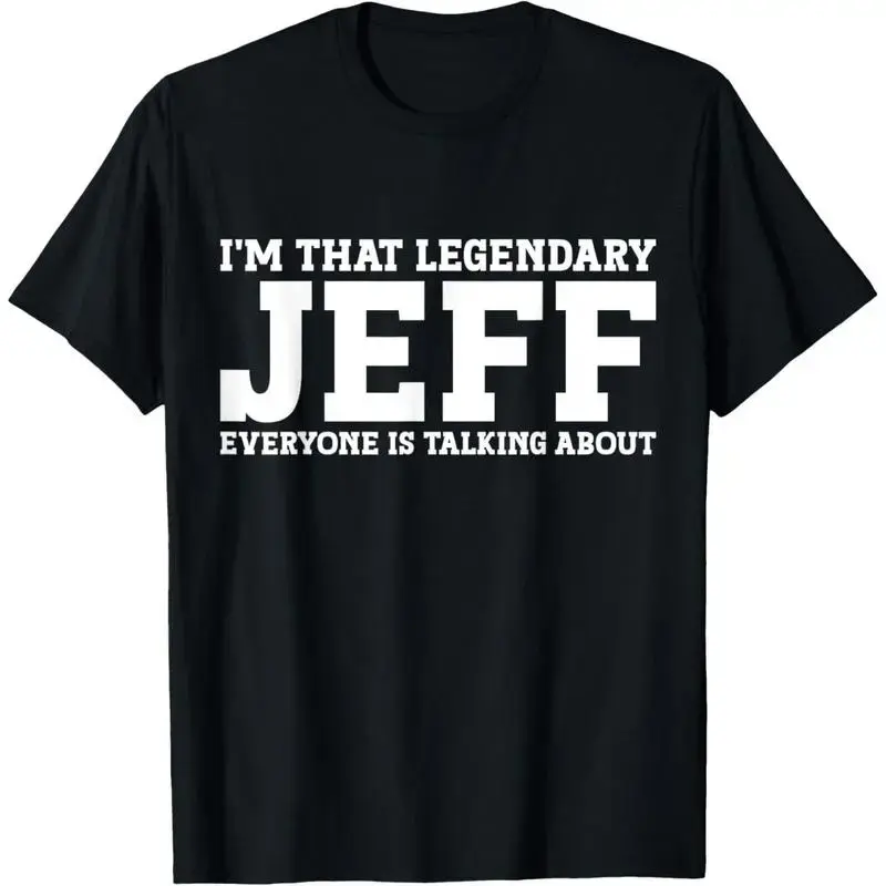 Women's Graphic T-Shirt, Oversized Loose Fit 100% Cotton Crew Neck Top, Funny "Jeff" Streetwear Style, Made in USA, Tshirt, Relaxed Fit, Breathable, Casual