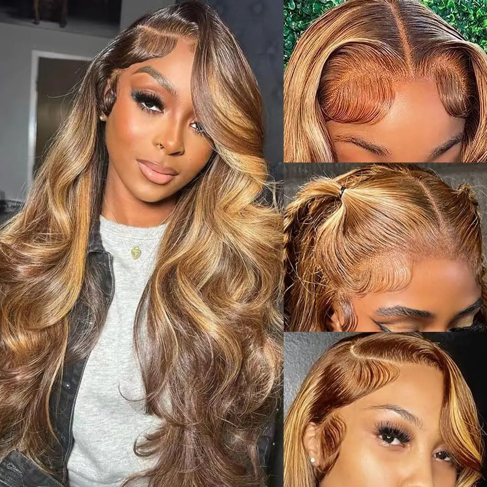 lumihair highlight 4/27 straight bodywave wig 30 inches 13*6 lace hair net synthetic wig Fashion women's wig cute and sexy wig ,Do Not Bleach, Dye, or Use High Heat，summerwig，summerhairstyle，budgetfriendlywigs