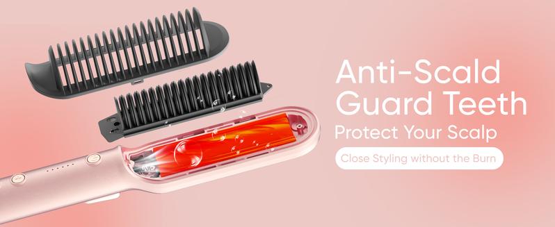 LILA Hair Straightener Brush, 2 in 1 Straightening & Curling Brush, Hairdressing Comb Hot Air Brush, Trending Products, 200 Million Ionic，Makeup Products, Safe Mode