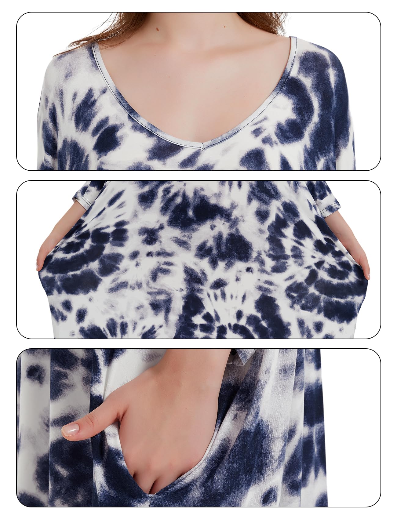 KFUBUO Plus Size Nightgown for Women V-Neck Sleep Dress Pjs Lounge Short Sleeves Sleepwear With Pocket Fit S-5XL Pajamas Elastic Loungewear Breathable Fabric SpringStatements KFUBUO Plus Size Nightgown for Women V-Neck Sleep Dress Pjs Lounge Short Sleeves Sleepwear With Pocket Fit S-5XL Pajamas Elastic Loungewear Breathable Fabric SpringStatements