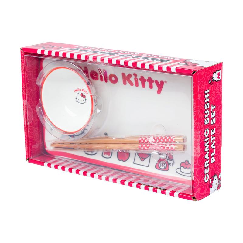 Hello Kitty Ceramic 3-pc Sushi Set (Classic Milk Bottle)