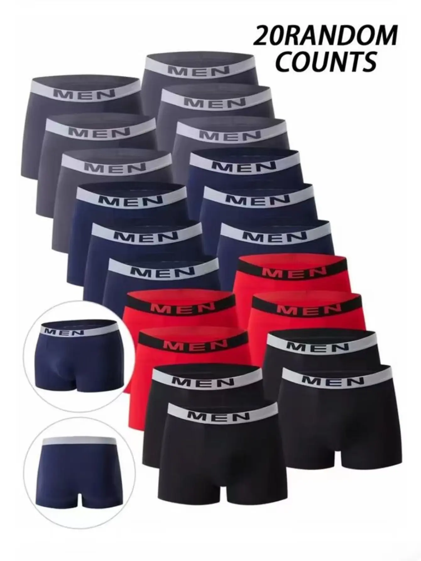 Men's 20PCS Stretch Soft Plain Boxer Briefs - Boxer Boxershorts, Breathable Activewear Sportswear, Multicolor Menswear Daily Underwear Basics