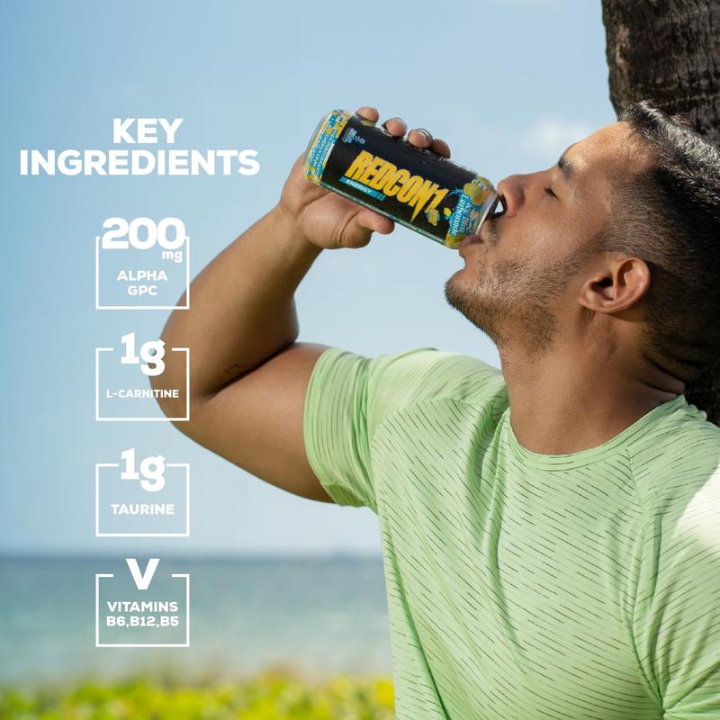 REDCON1 Energy High Performance Drink, Icy Blue Lemonade - Zero Sugar Energy Drink with Alpha GPC Nootropic - 200mg Natural Caffeine from Green Coffee Beans - Vitamin B6, B12 & B5 to Boost Mood (12 ct)