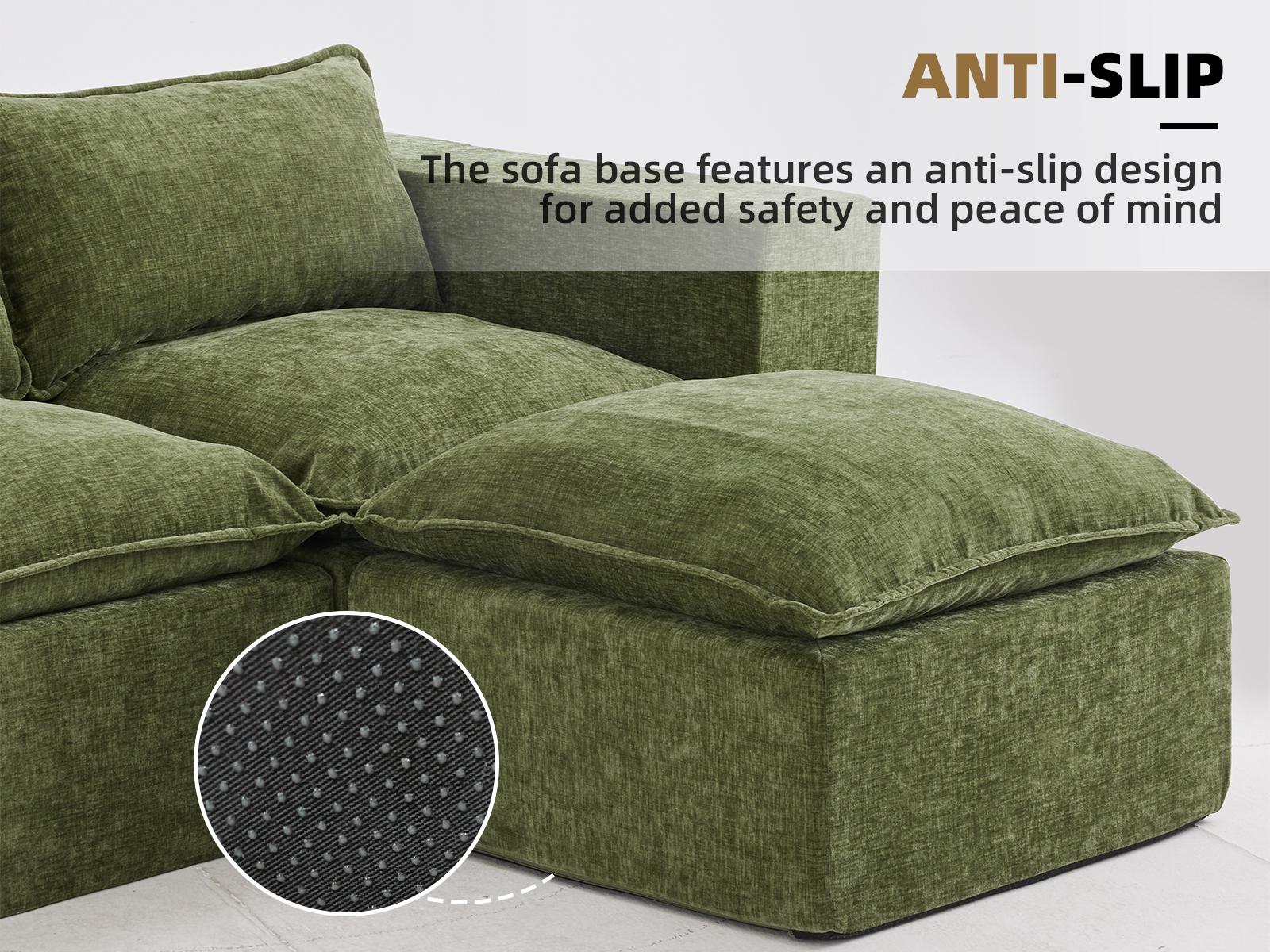 UDPATIO Boneless Sectional Couch with Chaise, Chenille Modular Boneless Sofa Big Comfy Couch with Removable Washable Cover couches for living room, Bedroom No Assembly SpringBreak