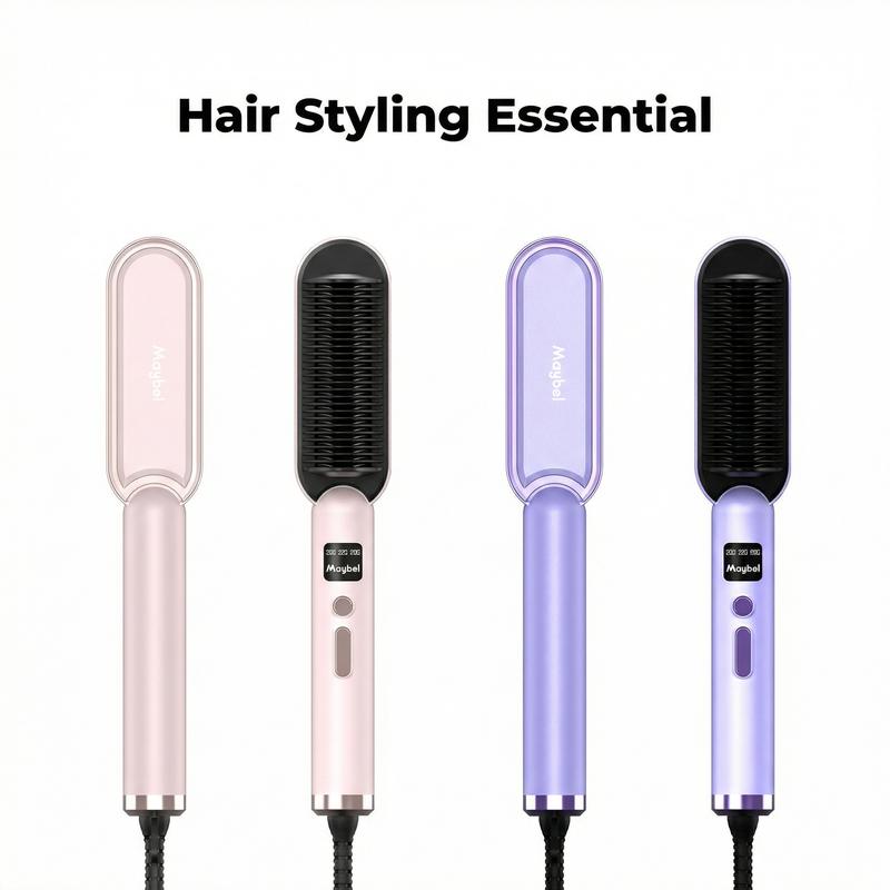 Professional Ring Hair Straightener Brush for Women - Built-in Comb, Fast Heating, Anti-Scald, 3 Temp Settings, Travel-Friendly, Salon-Perfect Hair in Minutes at Home