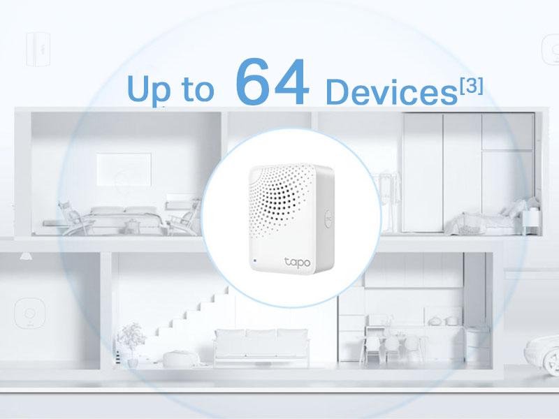 TP-Link & Tapo H100 Smart Hub + Chime – 1 500 ft Long-Range, 64-Device Controller, 19-Ring Doorbell System, 90 dB Alarm, Ultra-Low-Power Sub-G, Works with Tapo Sensors, No Subscription Wireless