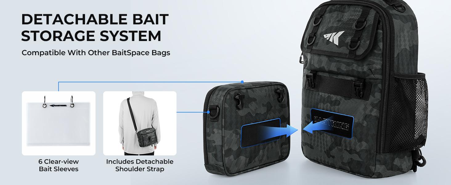 BaitSpace Fishing Sling Bag, Water-resistant Fishing Backpack with Rod & Beverage Holder, Adjustable Straps, Tackle Storage Bag for Fishing Gear and Equipment BaitSpace Fishing Sling Bag, Water-resistant Fishing Backpack with Rod & Beverage Holder, Adjustable Straps, Tackle Storage Bag for Fishing Gear and Equipment
