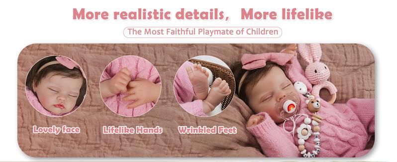 [WOOROY] Reborn Baby Doll New Released - Excellent Gift for Birthday Christmas Gift and New Year, 18 In Realistic Sleeping Newborn Girl Doll, Lifelike Doll with Weighted Soft Cloth Body, Handmade Gift Toy with Accessories Gift Toys for Kids 3+