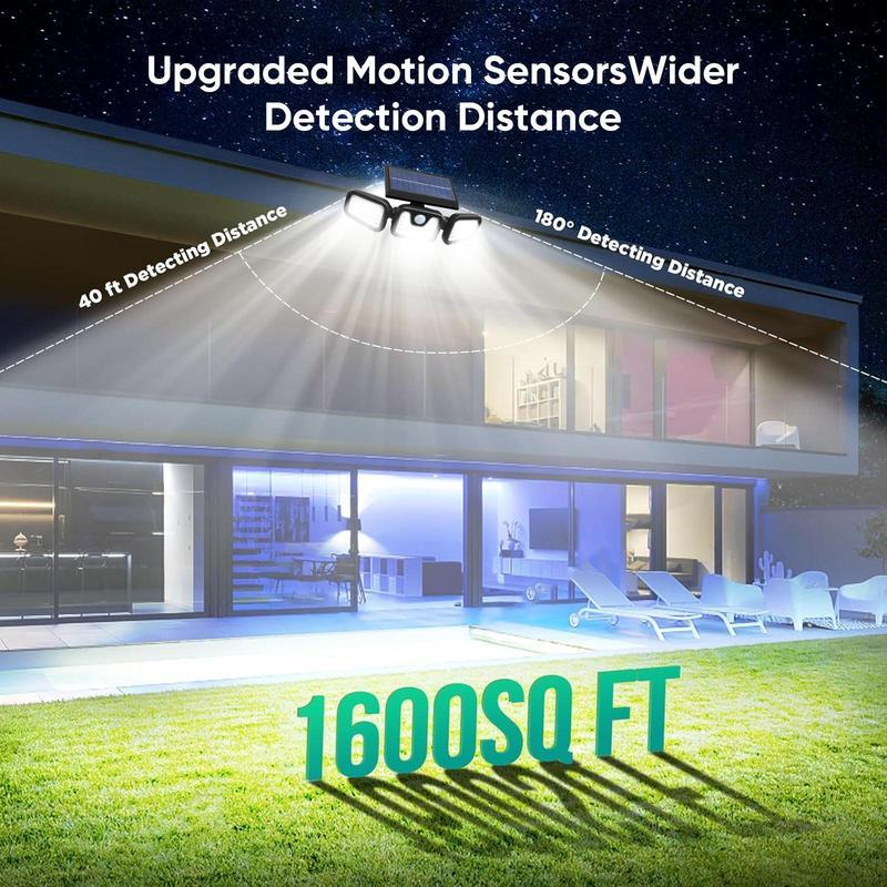 Solar Outdoor Lights 2500LM 210LED Security Lights,3 Heads Dimmable SpotLights with 3 Modes,IP65 Waterproof,Suitable for Yard, Garage, Porch, Pool,Garden,Barn,Patio,Valentine's Day gift