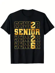 Class of 2026 Graduation T-Shirt - Comfortable Crew Neck Smooth Texture Tee Suitable for Back to School, Prom & Graduation Ceremonies - Casual Summer Wear with Random Print (Machine Washable)
