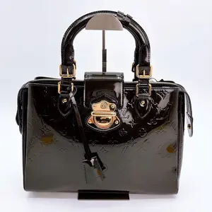 Pre-owned Louis Vuitton leather Shoulder Bags Bleu Infini Monogram Vernis Melrose Avenue Bag