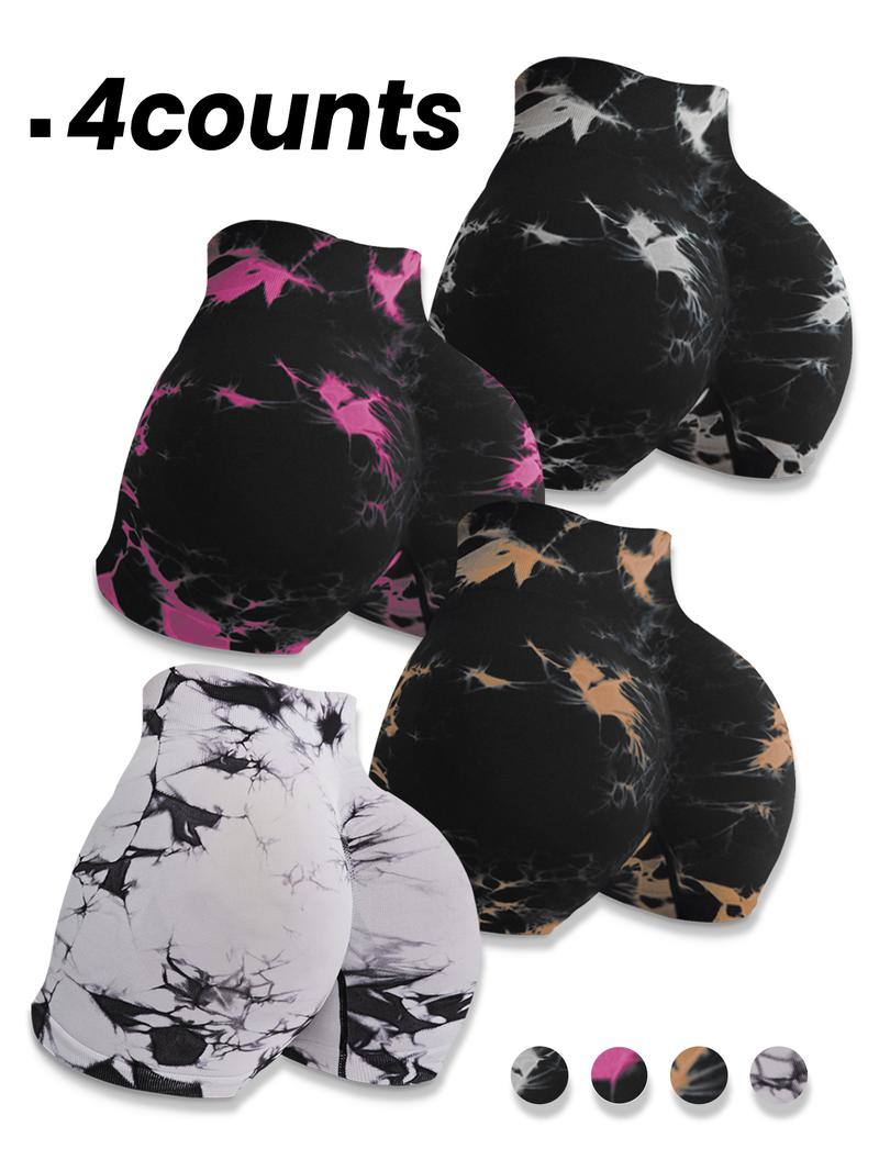 TCVC Women's Tie Dye High Waist Sports Shorts, Casual Comfy Breathable Skinny Athleisure Casual Shorts for Yoga Gym Workout Running,Ladies Sportswear for All Seasons