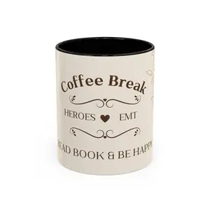Ceramic Reusable Hero Tribute Mug - Glossy, Lead-Free, Microwave-Safe, Printed Floral Accents EMT Coffee Cup, 11oz/15oz Kitchenware Drinkware