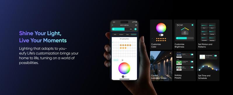 【Special Bundle】eufy Permanent Outdoor Lights E22, 100ft with 60 Triple-LED Lights, Smart RGBWW for Christmas, Daily and Holiday, IP67 Waterproof, AI Lighting Themes for Christmas Decorations, Links with Cameras Dimmable Customization