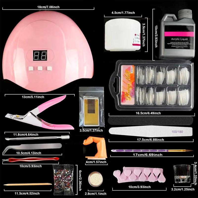 DIY Nail Art Kit, Professional Acrylic Nail Kit with 12 Colors Glitter Acrylic Powder & EMA Liquid & Dry Lamp & Hand Rest & Accessories, Nail Art Kit for Women & Girls, Makeup Products, Christmas Gift