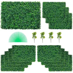 12PCS 24"x16" Artificial Boxwood Hedge Wall Panels – 32 SQ FT Coverage, 1.6" Thick Grass Backdrop, UV-Protected Privacy Screen for Indoor/Outdoor Garden Fence & Backyard