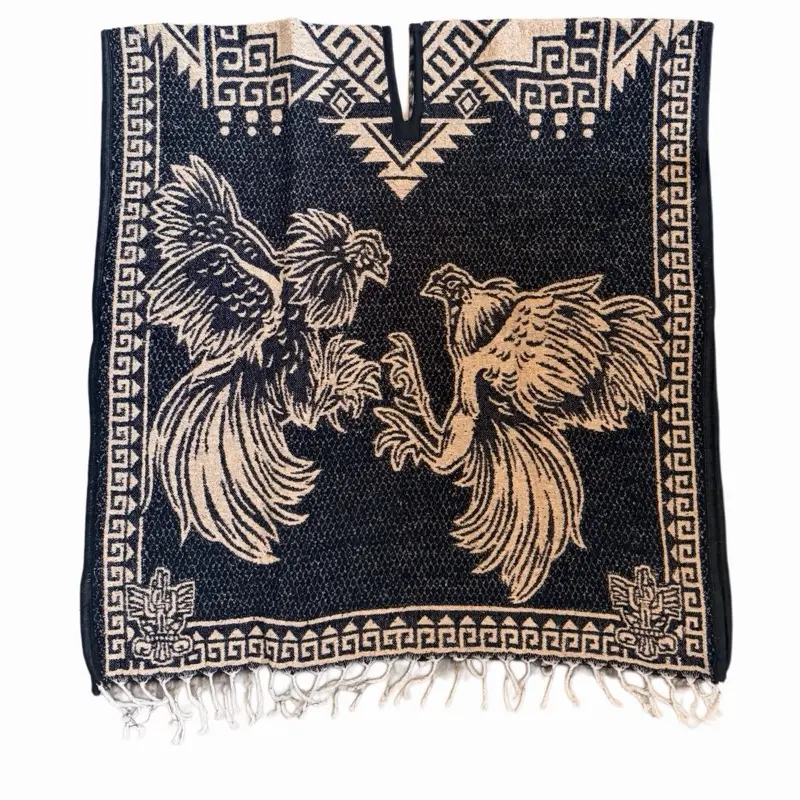 Mexican Gabanes sin gorro  for Cold Weather Versatile Use with Virgin Mary Design and Floral Patterns