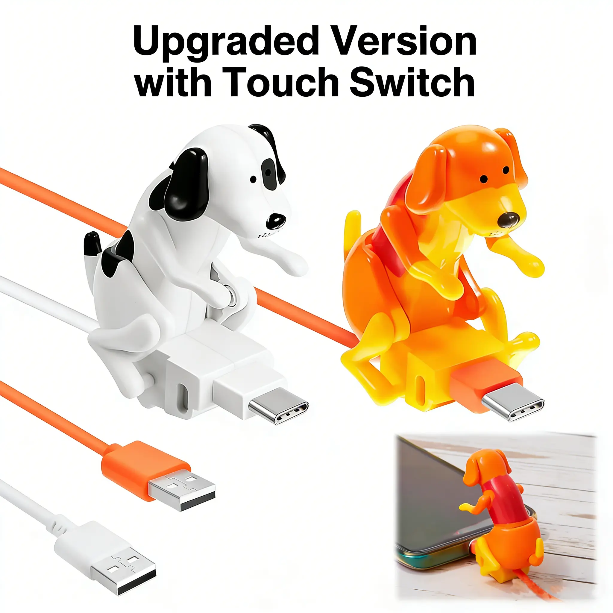 Smartphone Funny USB Cable, 1.2M Upgrade Touch Switch Cellphone Charging & Data Cable, Compatible with Type-C/iPhone, Christmas Gift for Mobile Phone Charger Use