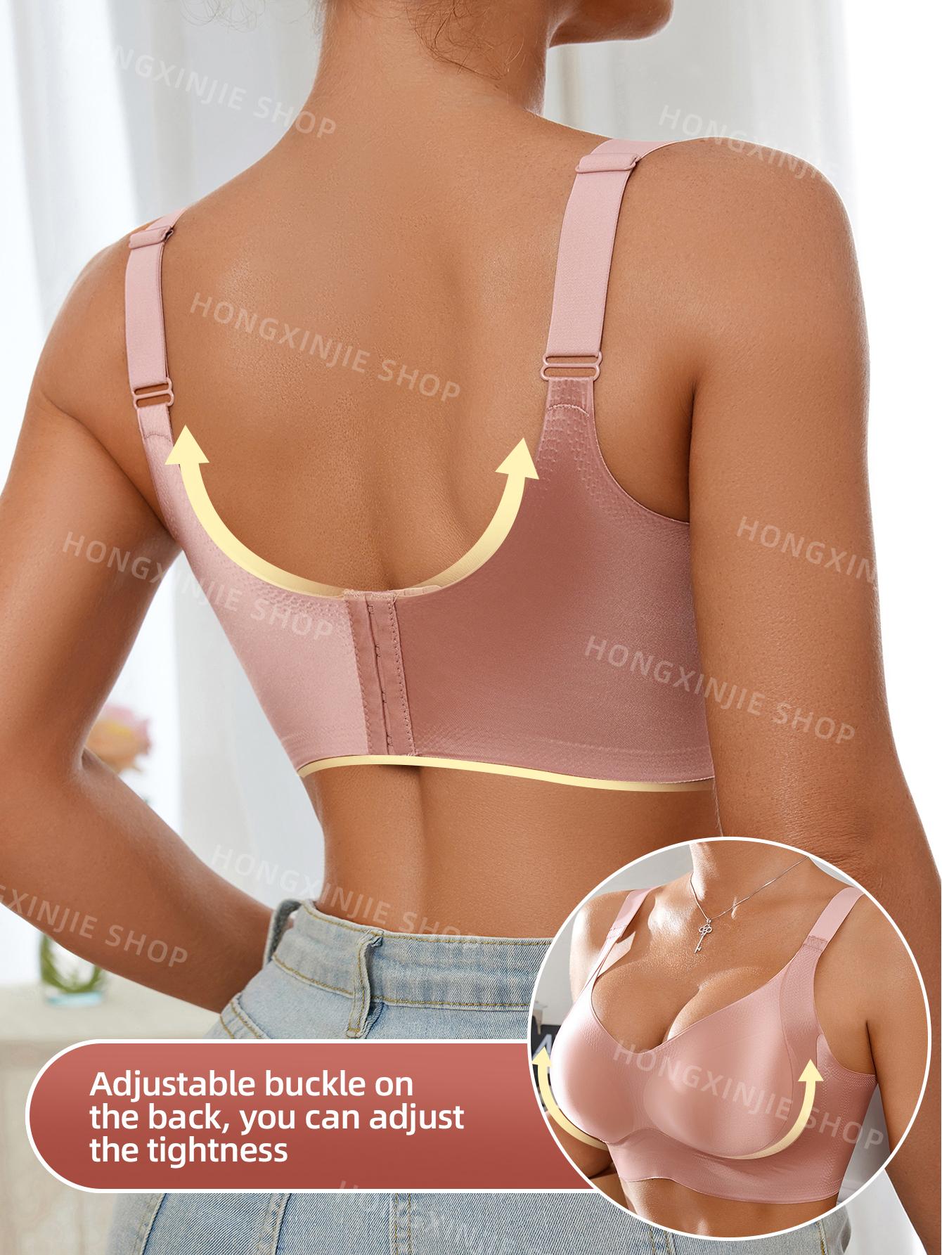 3pcs Women's Solid breasted Adjustable Wireless Bra, Womenswear Lingerie for All Seasons Valentine's Day, girl bra,Soft Comfortable Breathable Ribbed Push Up Seamless Bra, gift