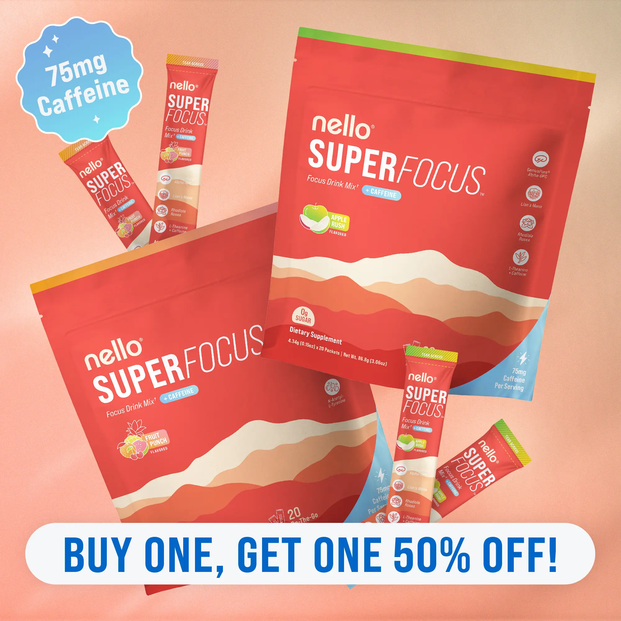 Fruit Punch + Apple Rush Caffeine (2-Pack)