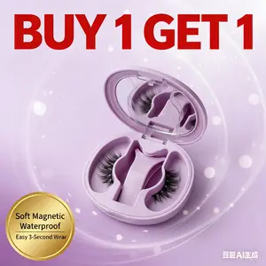 【BUY 1 GET 1】Soft Magnetic Lashes No Glue Reusable Natural Look Lashes  Beginner Friendly  Brand new upgraded version Includes a dedicated reusable applicator set No glue required Ultra-soft magnetic Self-Adhesive  mixed length  thin  foinemy  ed  lashes