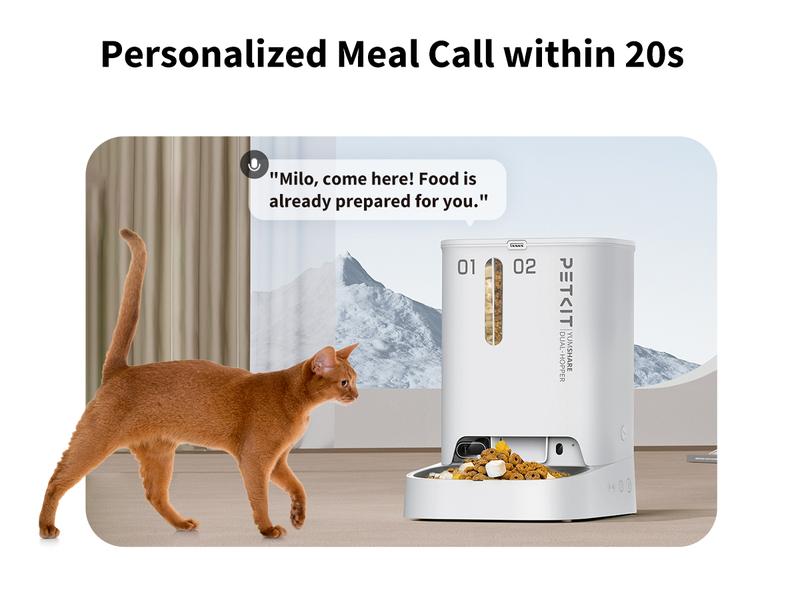 PETKIT YumShare Dual Hopper-2 Automatic Smart Feeder with Camera, White, 1080P HD Video, Night Vision, Double Hopper Pet Dry Food Dispenser for Cats and Dogs, Anti-Stick Bowl, and Smart App Control bowl/dish