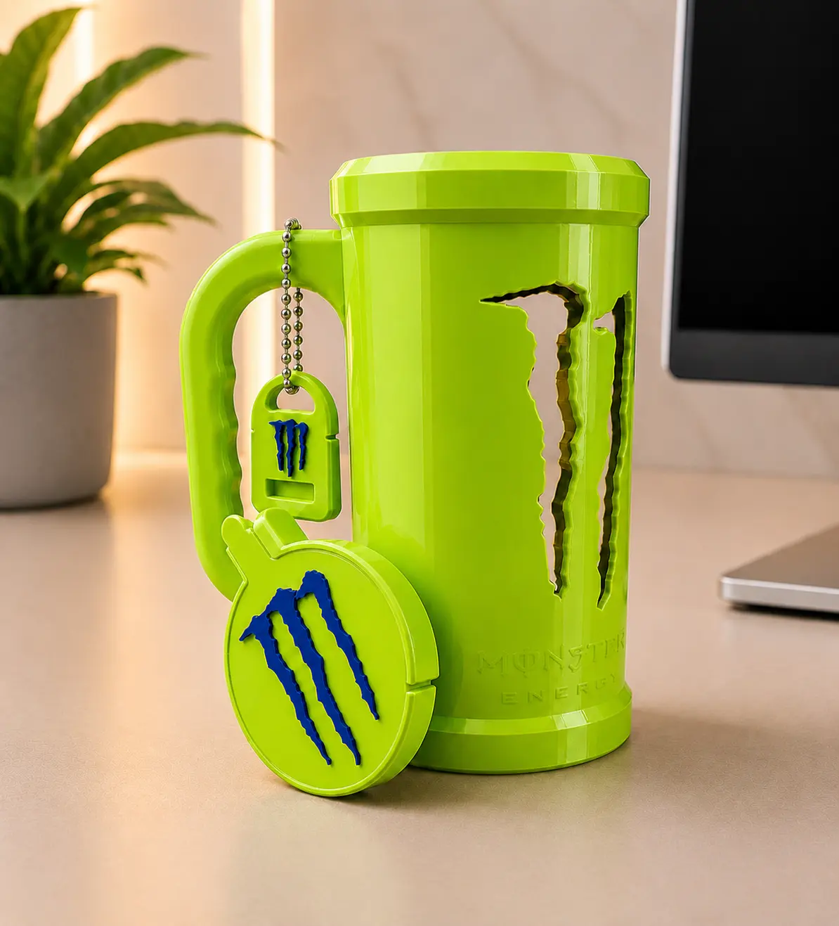 3D Printed Reusable Beverage Can Holder Set - Lightweight Ergonomic Kitchen Gadget with Lid, Miniature Keychain Bottle Opener for Workshop, Gifts for Him, Adults Everyday Use