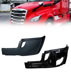 Torque Corner Bumper Cover Replacement Set with Inner Support (without Fog Light Hole) for 2018 2019 2020 2021 2022 Freightliner Cascadia Semi Trucks Driver Side (TR442-L + TR443-L)
