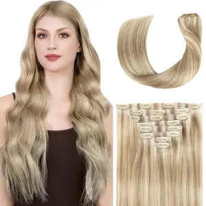[16in-22in] SOBEAUTY Seamless Clip In Hair Extensions real Human Hair 8pcs 120g Seamless Narrow Weft Flat Style Clip Ins long thick natural straight springstatements
