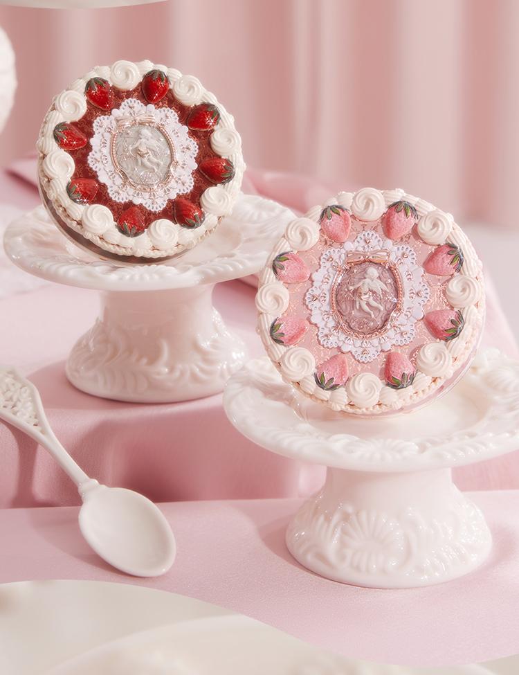 Flower Knows Strawberry Cupid Collection Pressed Powder, oli control, with powder puff, longlasting, non cakey, dealsforyoudays