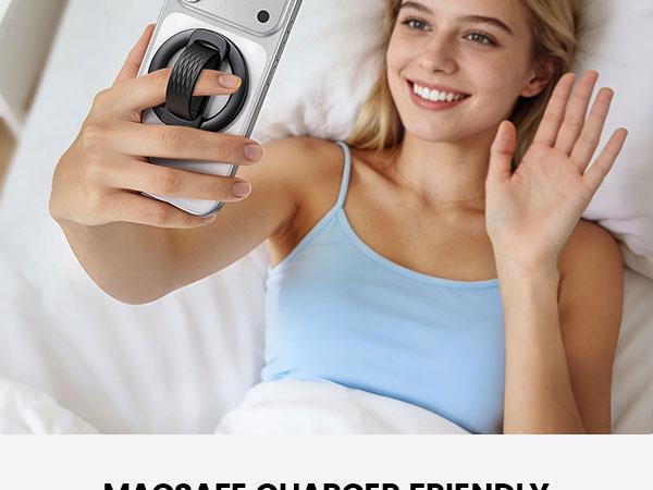 Lamicall MagFlex Magnetic Phone Ring & Foldable Stand – MagSafe Compatible Grip, Adjustable Kickstand, 360° Rotation, Desk Stand for iPhone 17/16/15/14/13