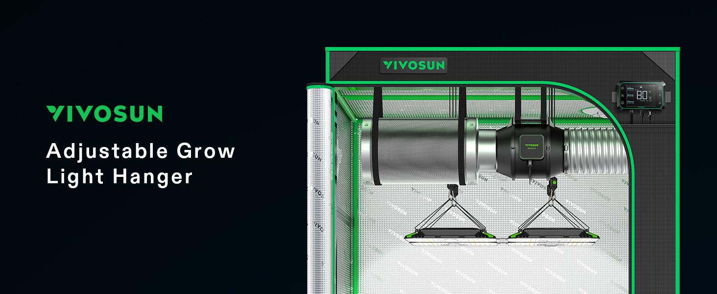 VIVOSUN 1-Pair 1/8 Inch Adjustable Grow Light Hanger, Heavy Duty Rope Hanger with Reinforced Metal Gears, 8Ft. Long and 150 lbs Weight Capacity Rope for Grow Light, Inline Fan, Filters