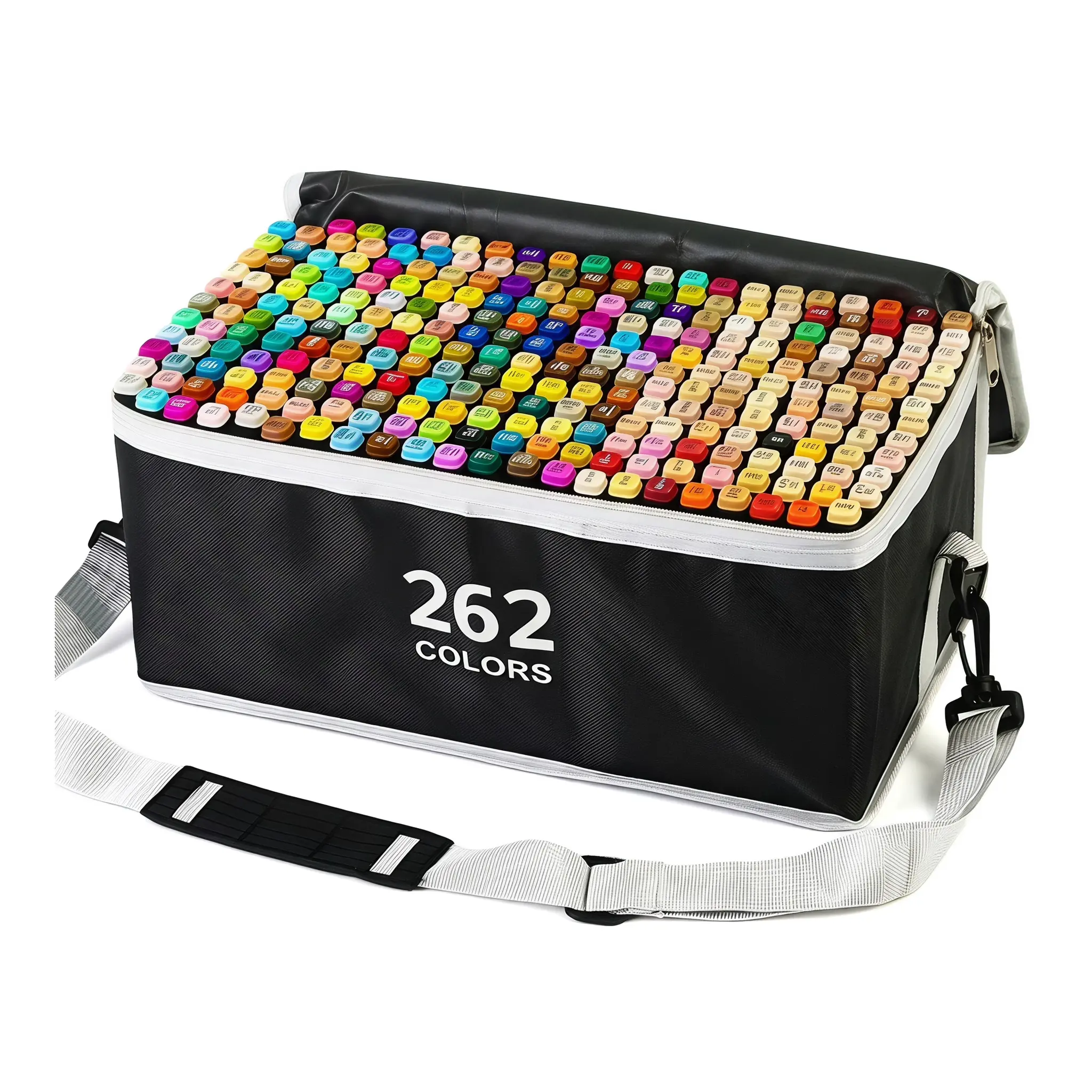 262-Color Dual Nib Sketch Markers Large Set with Carry Bag, Portable Artistic Drawing Kit for Illustration Creation