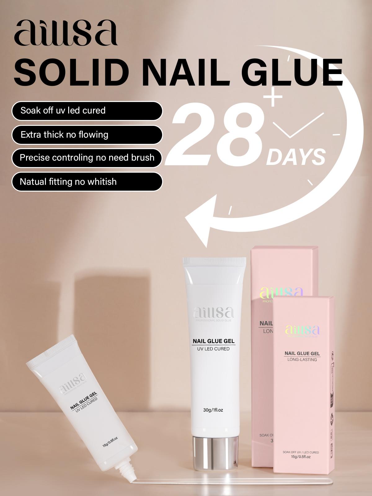 AILLSA Strong Hold Solid Gel Nail Glue 15g/30g UV Lamp Curing Needed Soak Off Long Lasting Easy to Apply Nail Glue for Clear Nail Tips Acrylic Nail Extension Fake Nail Press-ons Nailcare Manicure Cosmetic Winter Nails Glitter AILLSA Strong Hold Solid Gel Nail Glue 15g/30g UV Lamp Curing Needed Soak Off Long Lasting Easy to Apply Nail Glue for Clear Nail Tips Acrylic Nail Extension Fake Nail Press-ons Nailcare Manicure Cosmetic Winter Nails Glitter