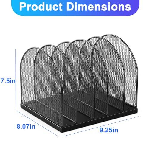 gianotter Desktop File Organizer, Desk Organizer with 5 Compartments, Paper Organizer for Desk, Workspace Organizers for Office Supplies (Black)