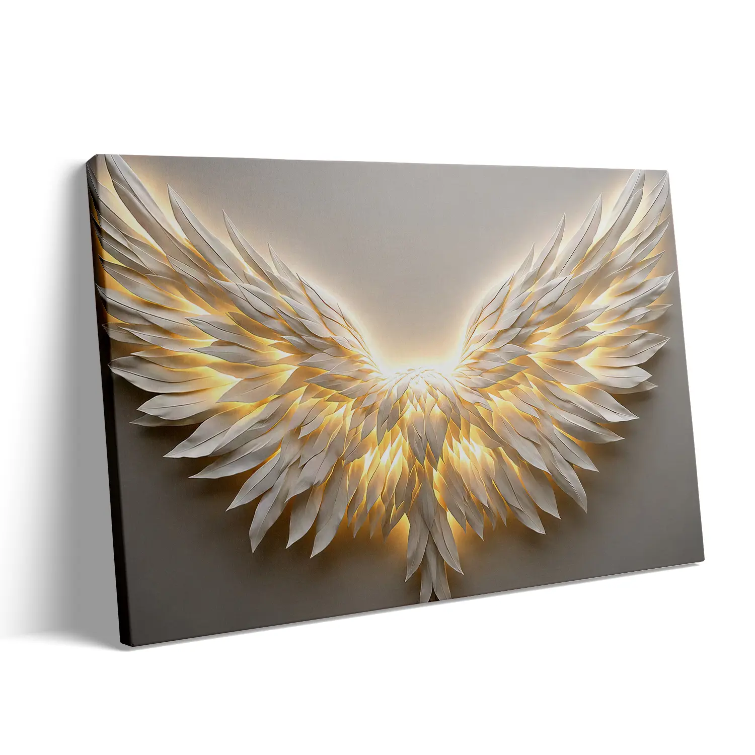 1-Piece Embedded Wooden Frame Angel Wings Artistic Canvas Print, Decorative Hanging Home Decor Poster for Living Room-Bedroom, Ideal Halloween Gift