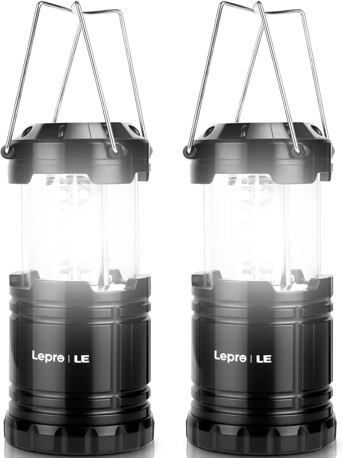 LEPRO High Lumen LED Camping Lantern - 190 Lumens Battery-Powered Outdoor Flashlight, Collapsible Cordless Portable Lighting Solution, IPX4 Waterproof Emergency Accessory for Blackouts, Hiking / Light Outdoor